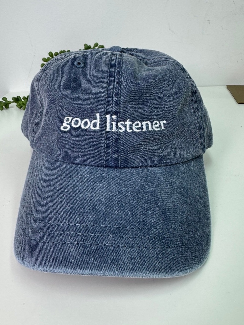Good Listener Macmillan Audio Books Denim Baseball Hat